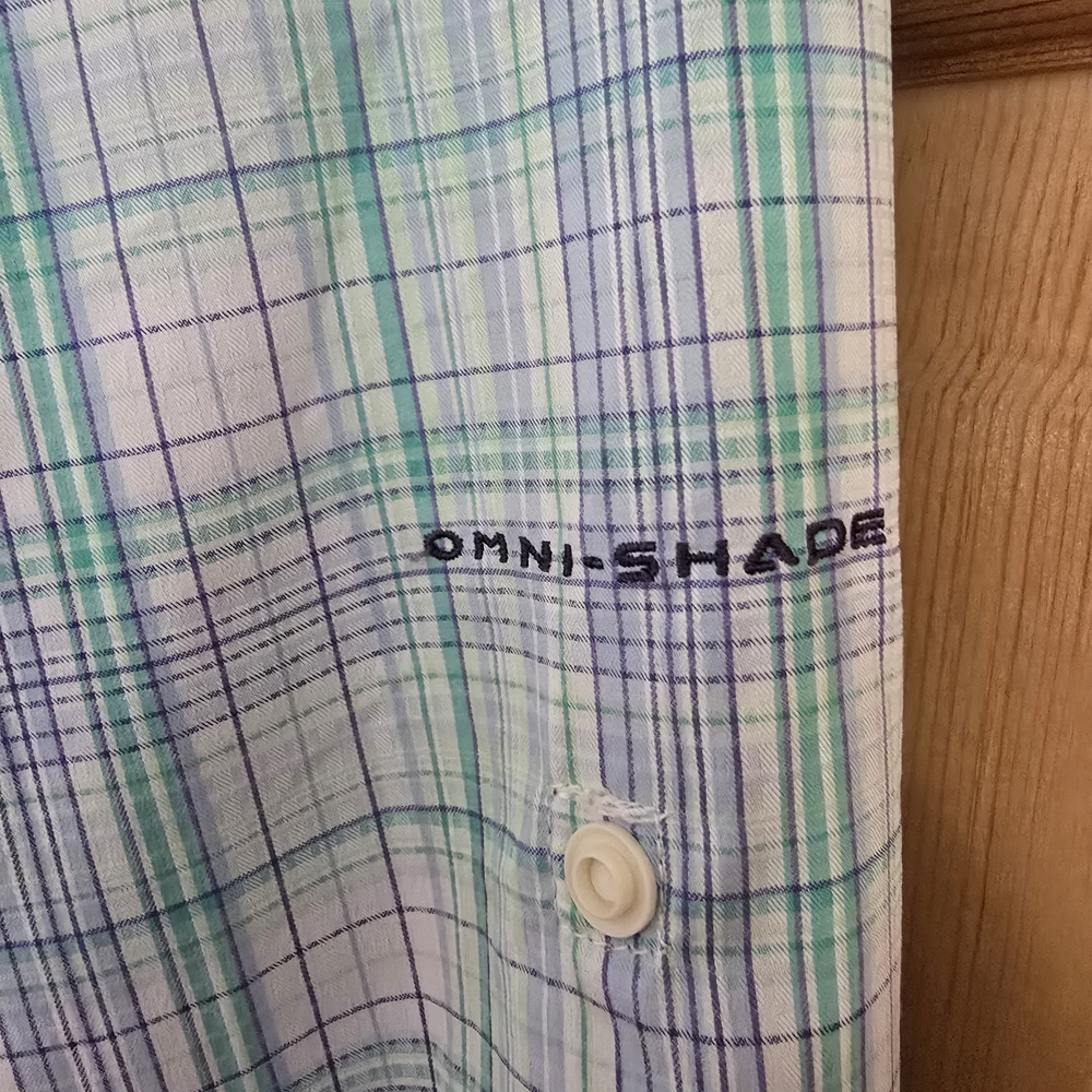 Columbia PFG Women's Structured Plaid Button Down Shirt - Blue and Green Size L - Picture 7 of 7